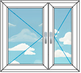 Пластиковое окно с большой и маленькой створкой размером 1300x1520
